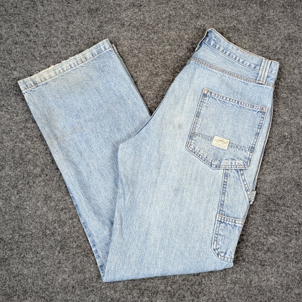 2010 Signature by Levi Strauss Mens Carpenter Jeans Light Wash Blue Denim 31x30
